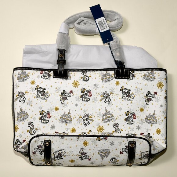 Disney Dooney & Bourke Holiday Mickey Minnie Castle Tote Bag Christmas NWT - Picture 3 of 7